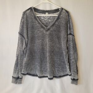 BP Black and White Striped V-Neck Shirt